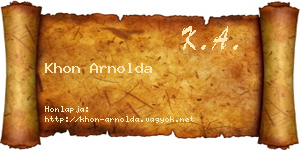 Khon Arnolda névjegykártya